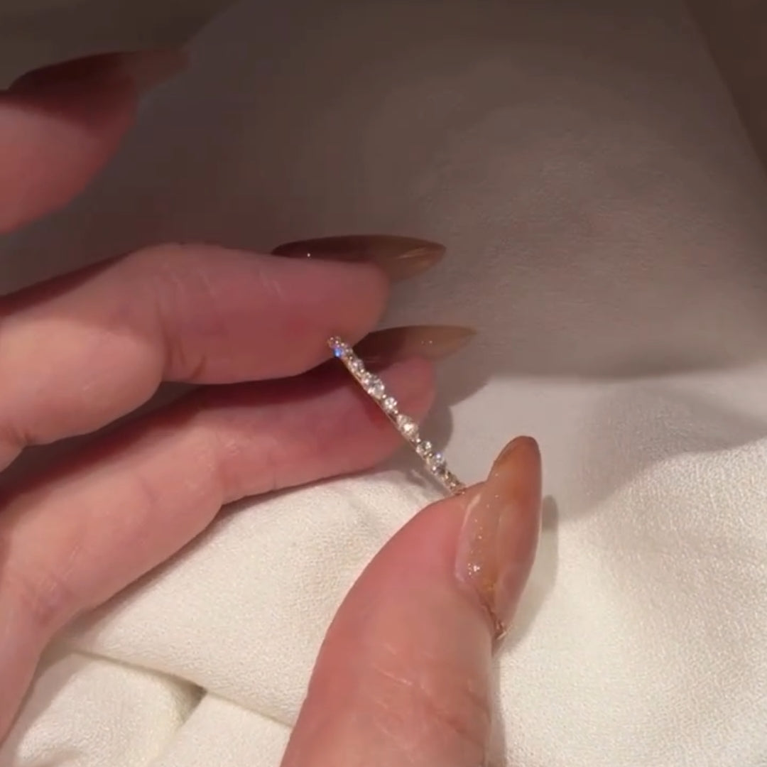 Marquise and Round Cut Alternating Stackable Wedding Band in Sterling Silver