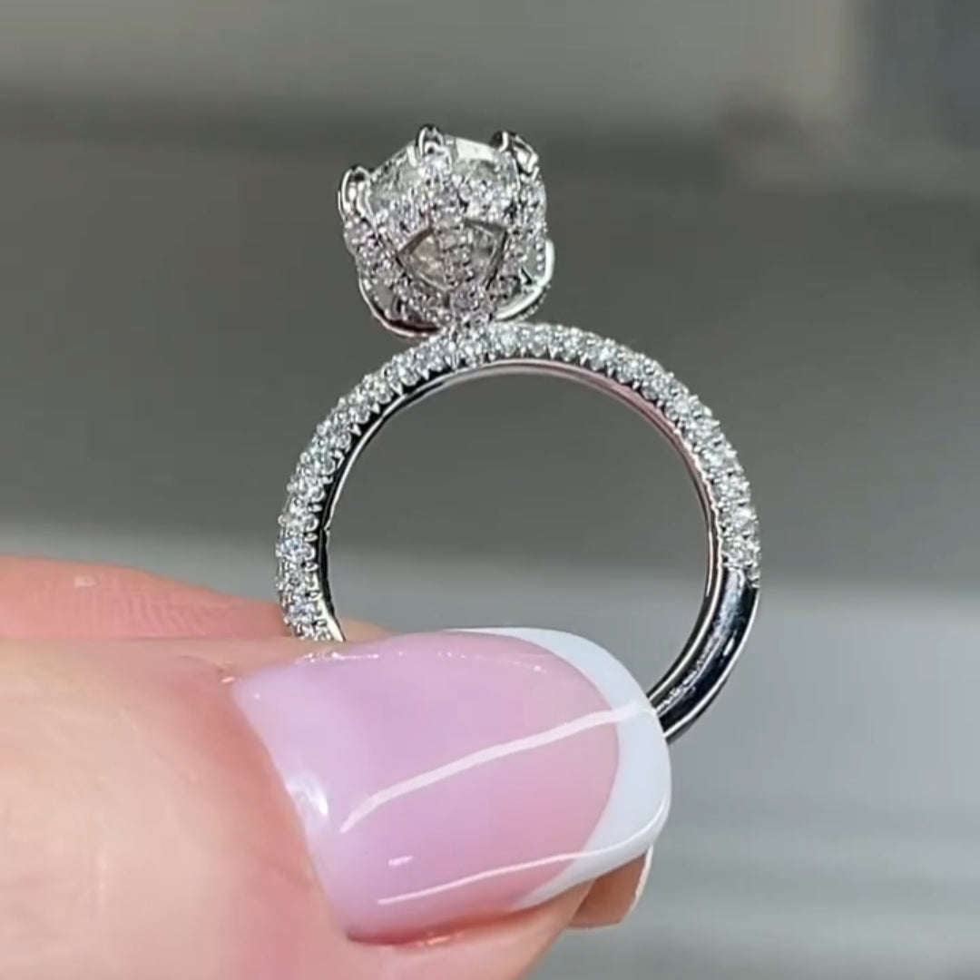 Deluxe Hidden Halo Marquise Cut 3.0ct Engagement Ring In Sterling Silver