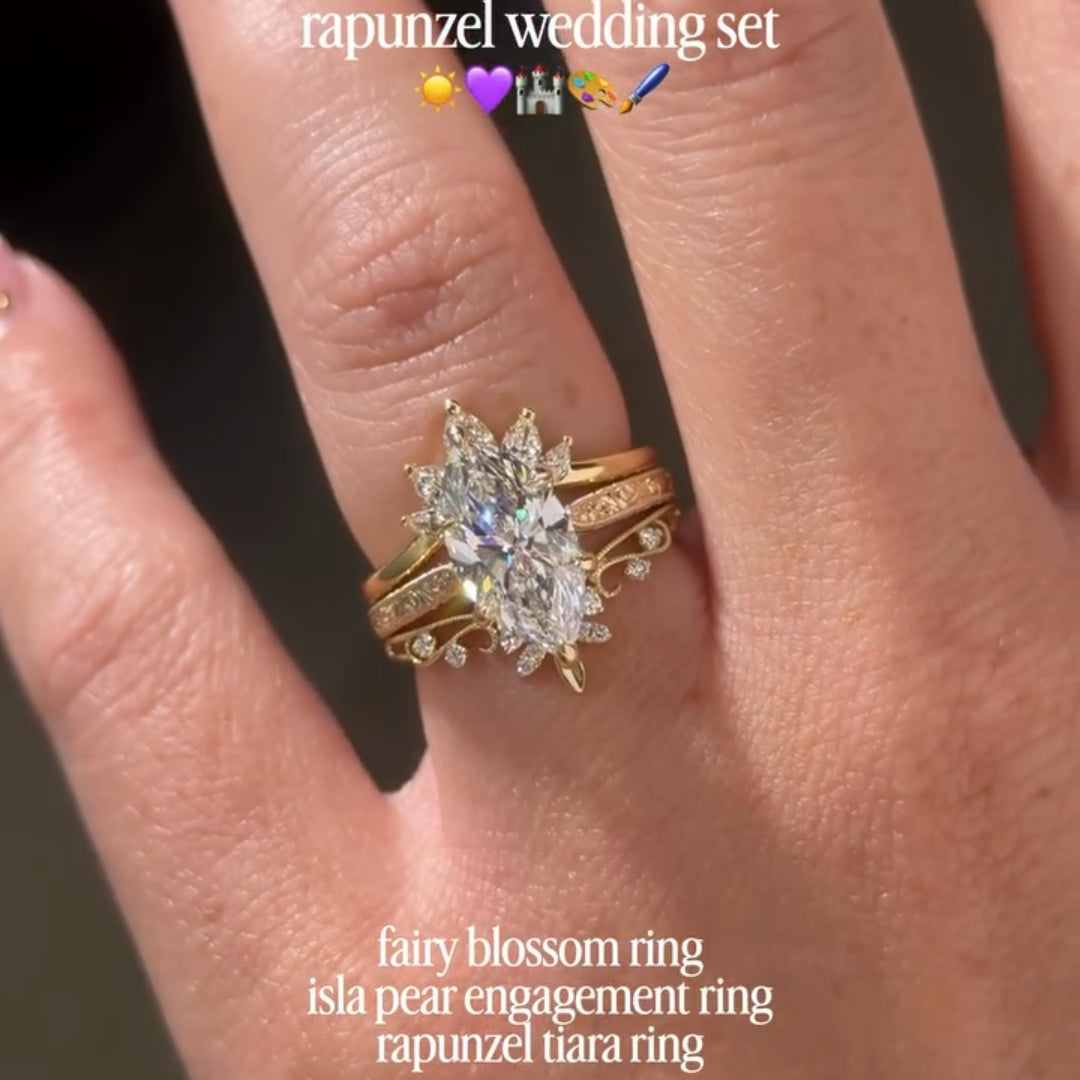 3.0ct Marquise Cut Vintage Tiara Stacking Ring Set