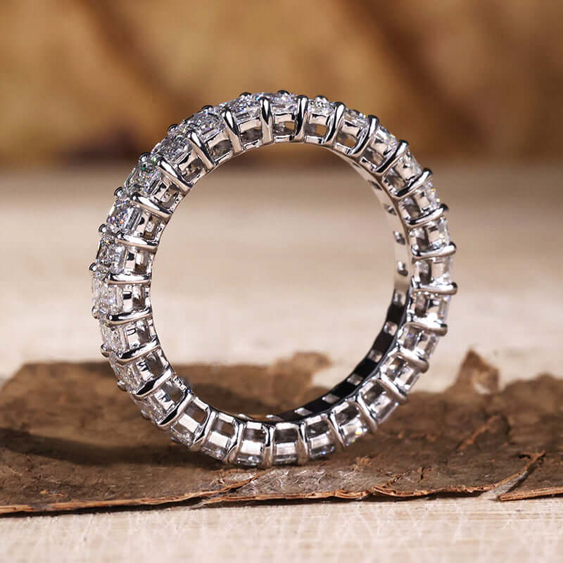 Emerald Cut Wedding Band In 925 Sterling Silver