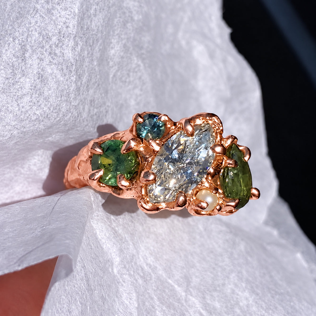 Enchanted 2.0ct Marquise Cut Colorful Cluster Ring in Sterling Silver