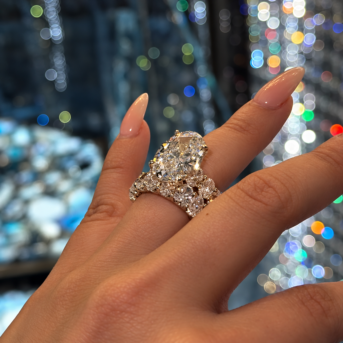 Breathtaking 8.0ct Oval Cut Gemstone Engagement Ring Set