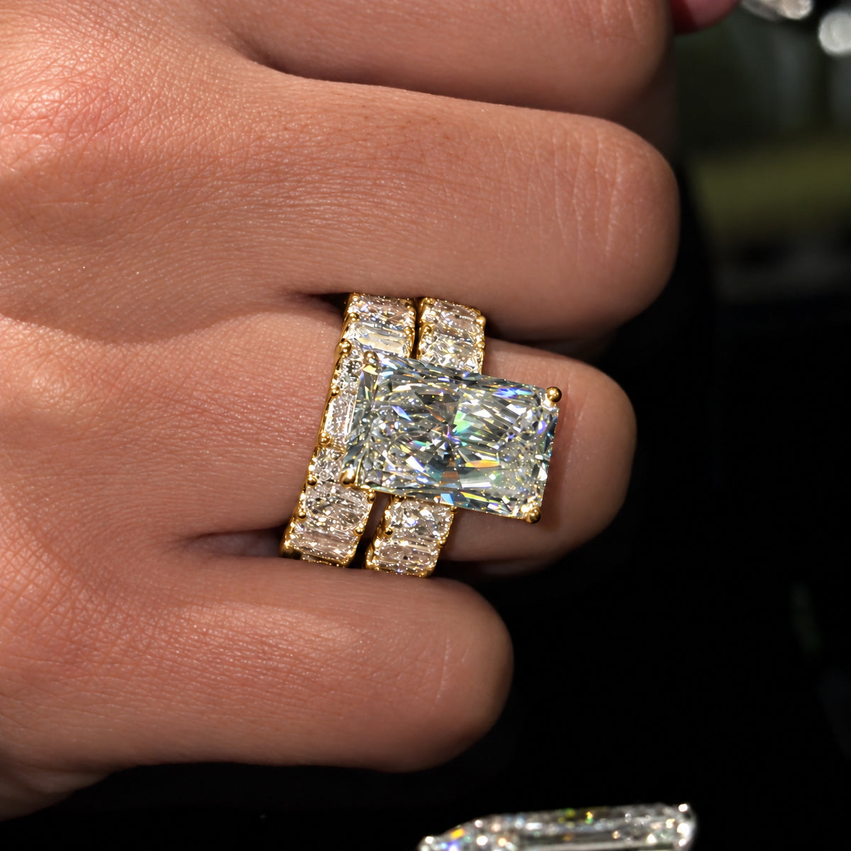 Luxurious 8.0ct Radiant Cut Gemstone Statement Ring Set