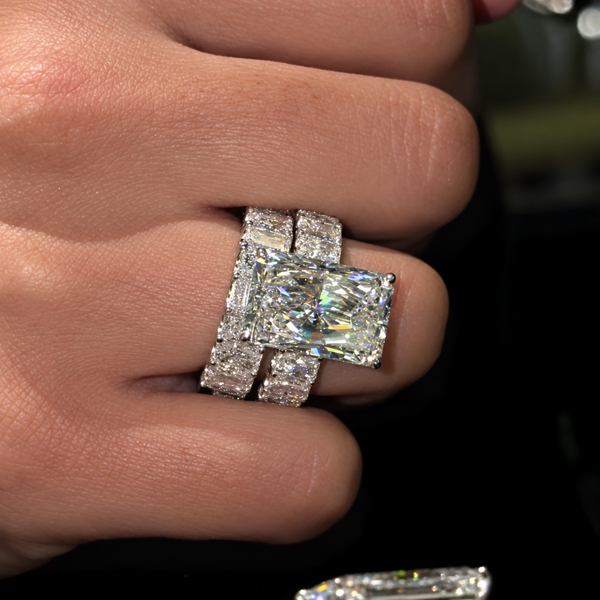 Luxurious 8.0ct Radiant Cut Gemstone Statement Ring Set