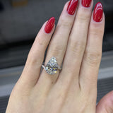 Solarii Gorgeous 6.0ct Pear Cut Hidden Halo Asymmetric Shank Engagement Ring