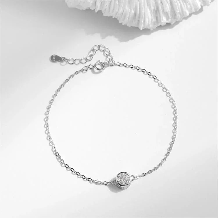 Solarii Moissanite 1.0ct Round Cut 925 Sterling Silver Bracelet