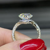 Solarii Gorgeous 6.0ct Pear Cut Hidden Halo Asymmetric Shank Engagement Ring