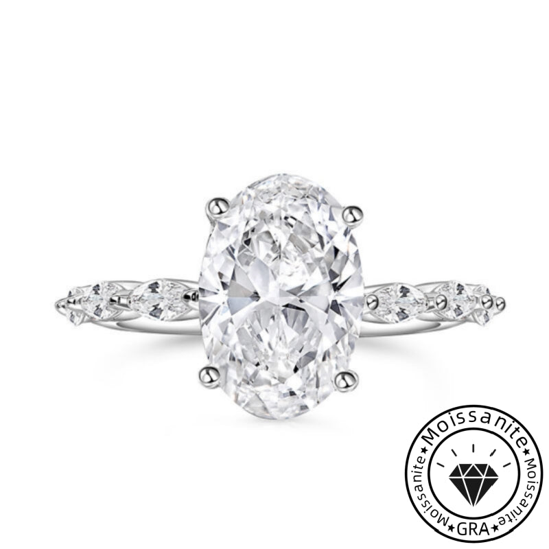Solarii Moissanite 2.0ct Oval Cut 925 Sterling Silver Engagement Ring