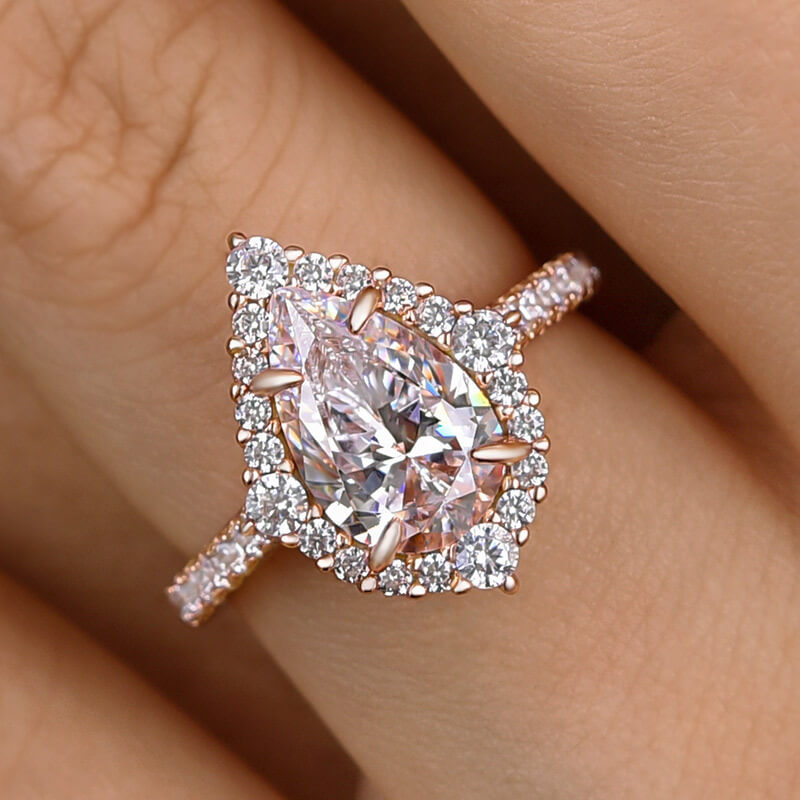 Sophisticated Pear Cut Halo Sterling Silver Engagement Ring