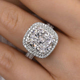 Vintage Cushion Cut Sterling Silver Engagement Ring