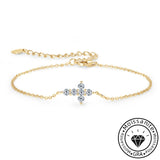 Round Cut Moissanite Cross Bracelet in Sterling Silver