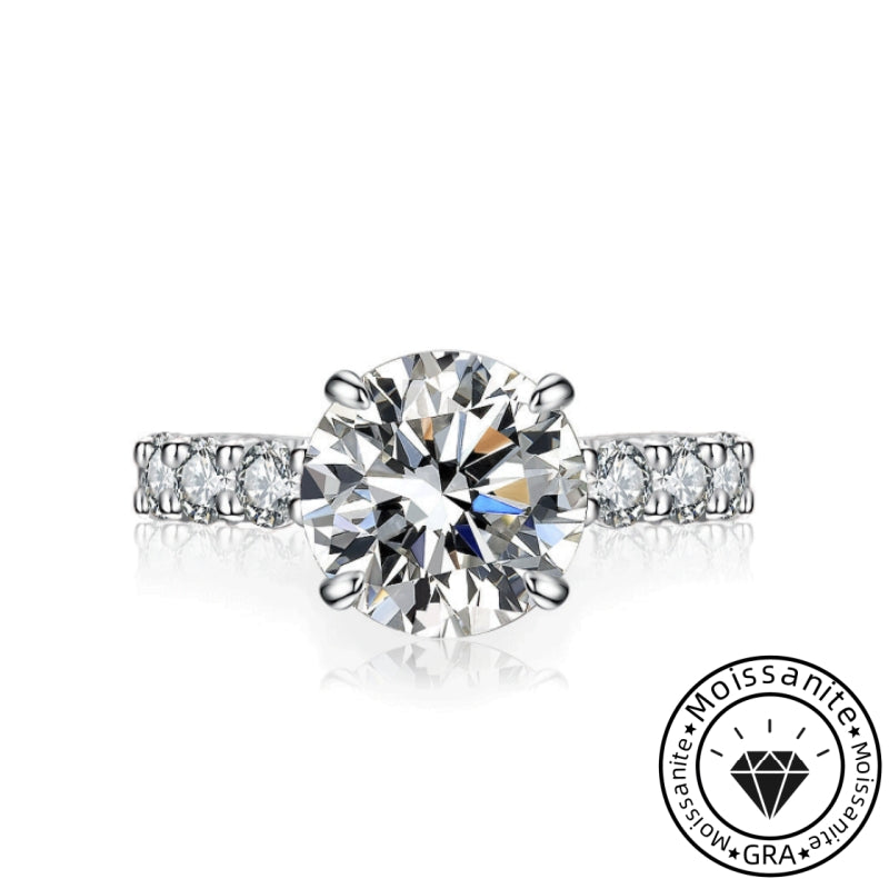 Solarii Moissanite 3.0ct Round Cut 925 Sterling Silver Engagement Ring