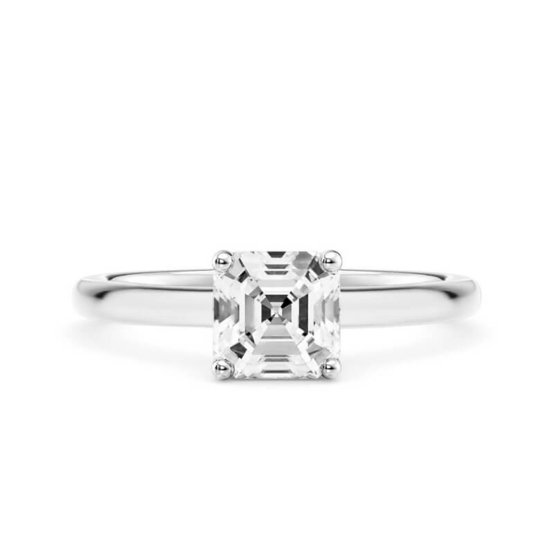 Exquisite Asscher Cut 1.2ct Engagement Ring In Sterling Silver