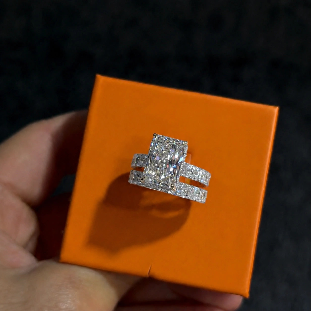 Breathtaking 5.0ct Radiant Cut Pavé Wedding Ring Set in Sterling Silver