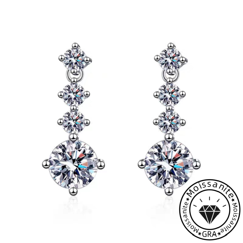Solarii Moissanite Round Cut 925 Sterling Silver 1.3ct*2P Earrings