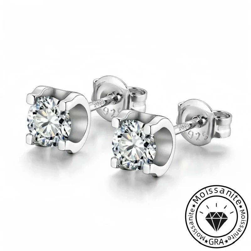 Solarii Moissanite Round Cut 925 Sterling Silver Stud Earrings