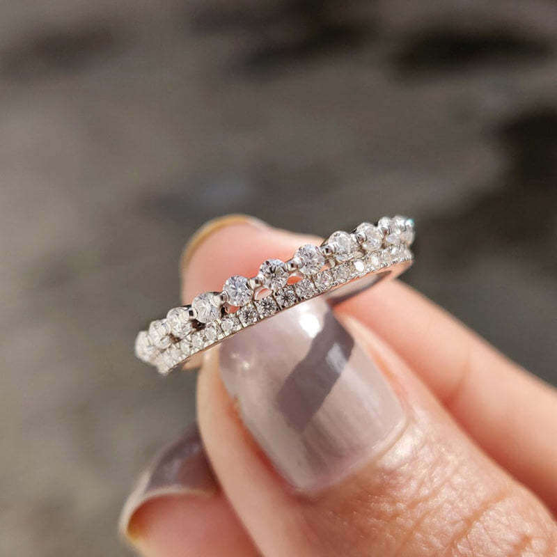 Classic Round Cut Eternity Wedding Band In 925 Sterling Silver