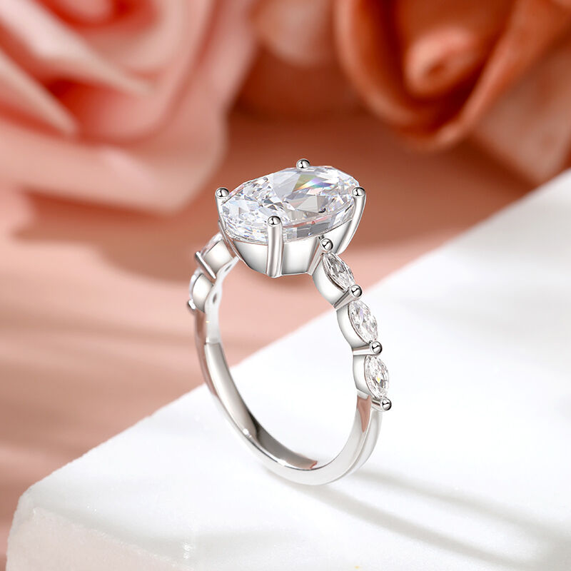 Solarii Moissanite 2.0ct Oval Cut 925 Sterling Silver Engagement Ring