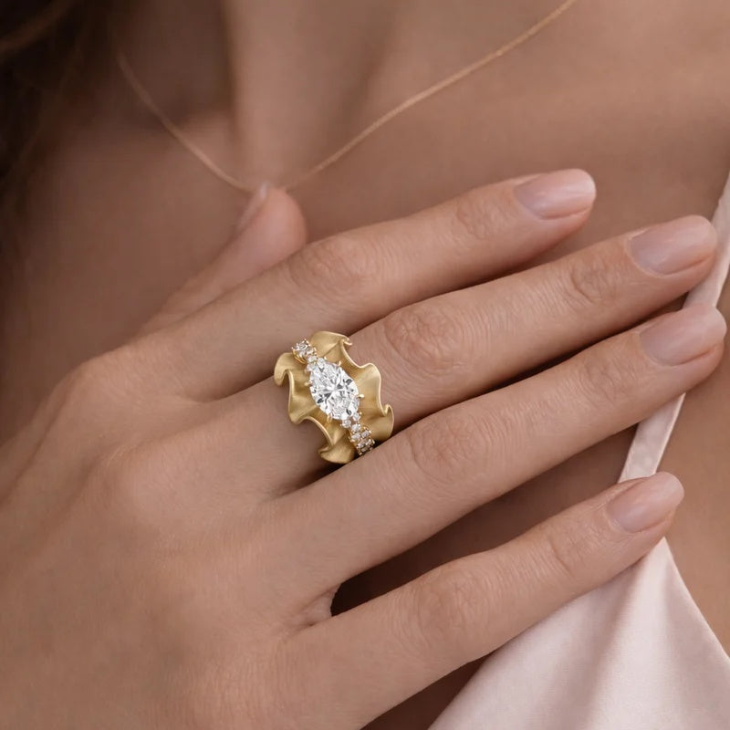 2.0ct Oval Cut Sculptural Ruffle Engagement Ring