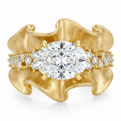 2.0ct Oval Cut Sculptural Ruffle Engagement Ring