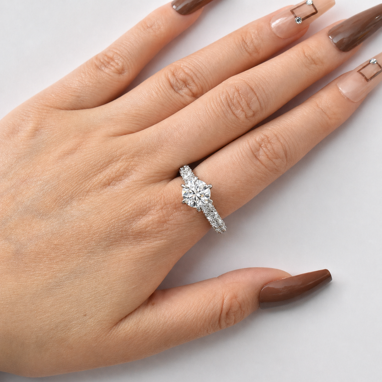 Gorgeous Pave Round Cut 3.0ct Engagement Ring In Sterling Silver