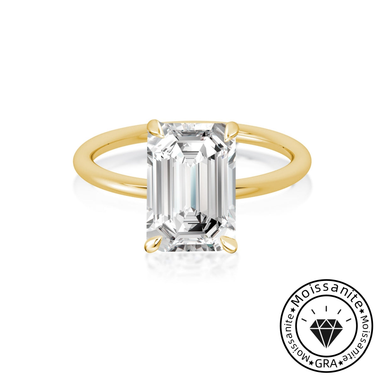 Solarii Moissanite 3.5ct Emerald Cut 925 Sterling Silver Engagement Ring