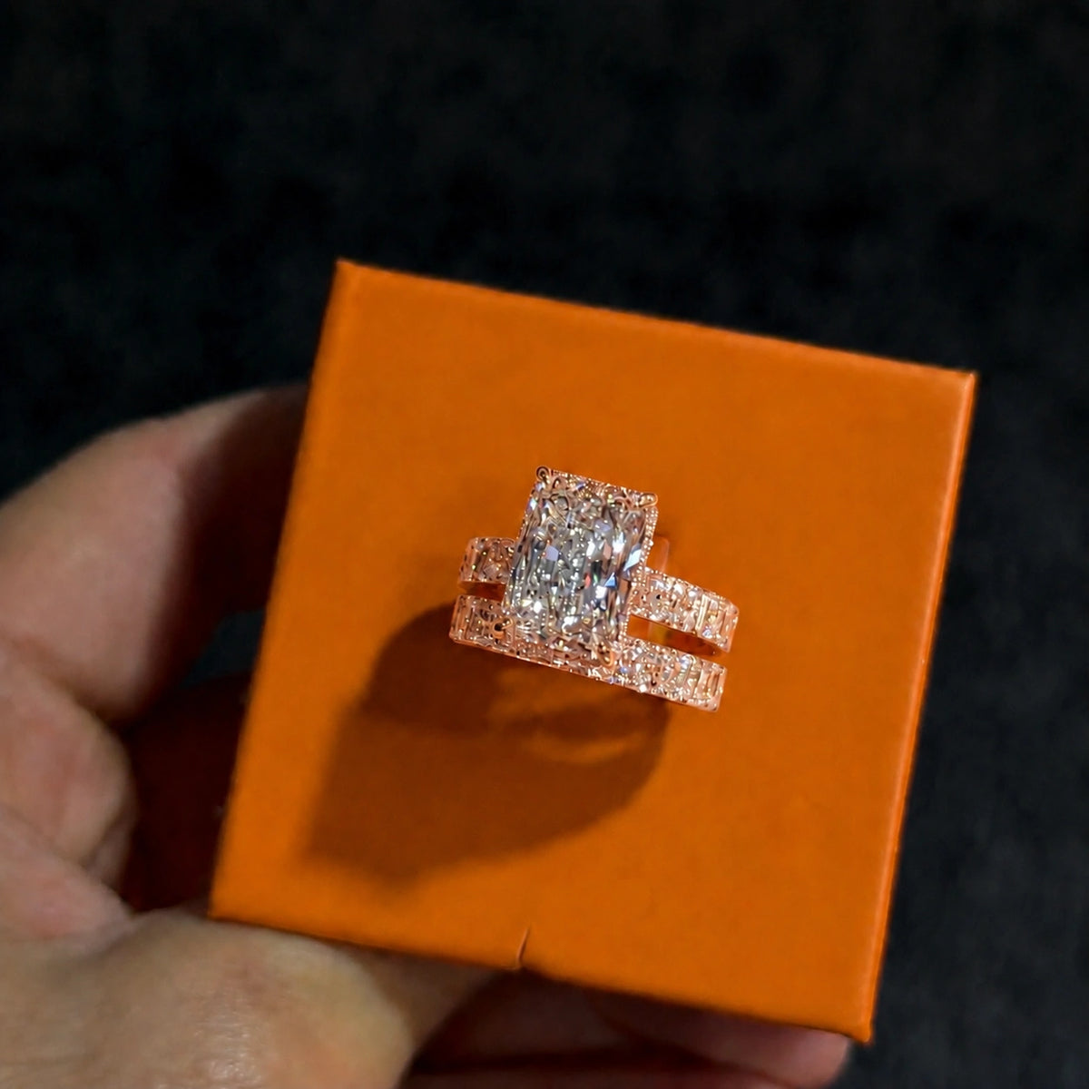 Breathtaking 5.0ct Radiant Cut Pavé Wedding Ring Set in Sterling Silver