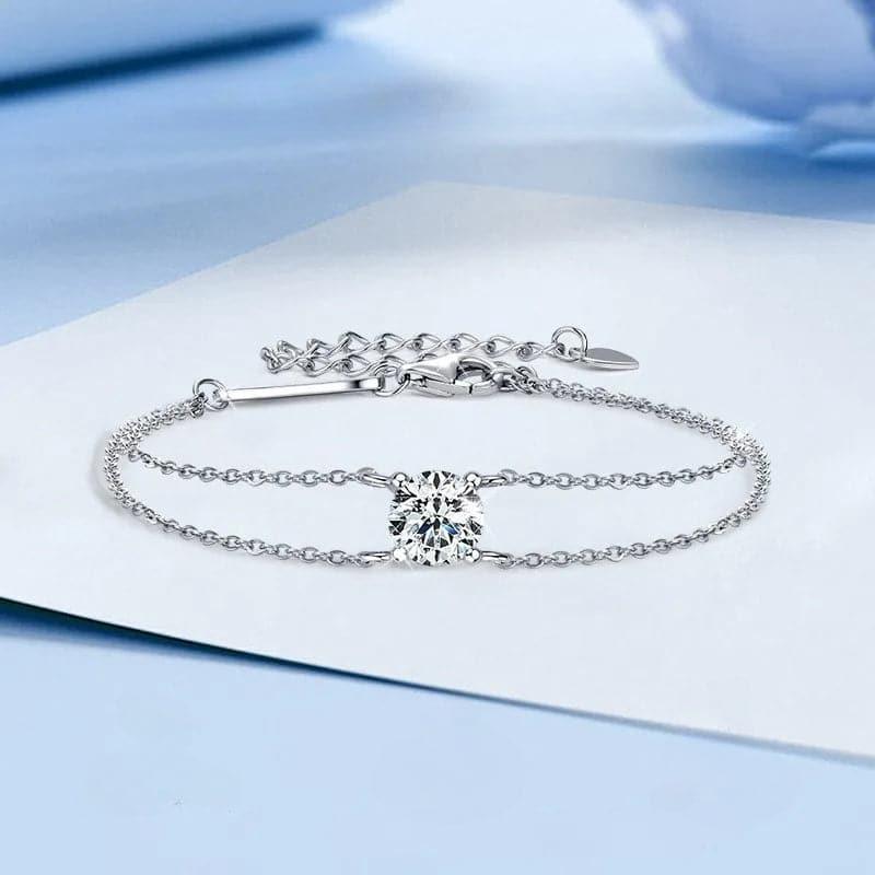 Solarii Moissanite 1.0ct Round Cut 925 Sterling Silver Bracelet