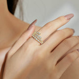925 Sterling Silver Multi Row Round Cut Spiral Wedding Ring