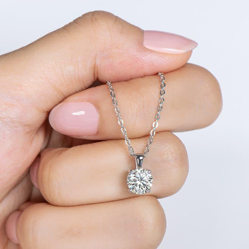 Solarii Moissanite 1.0ct Round Cut 4 Prong 925 Sterling Silver Necklace