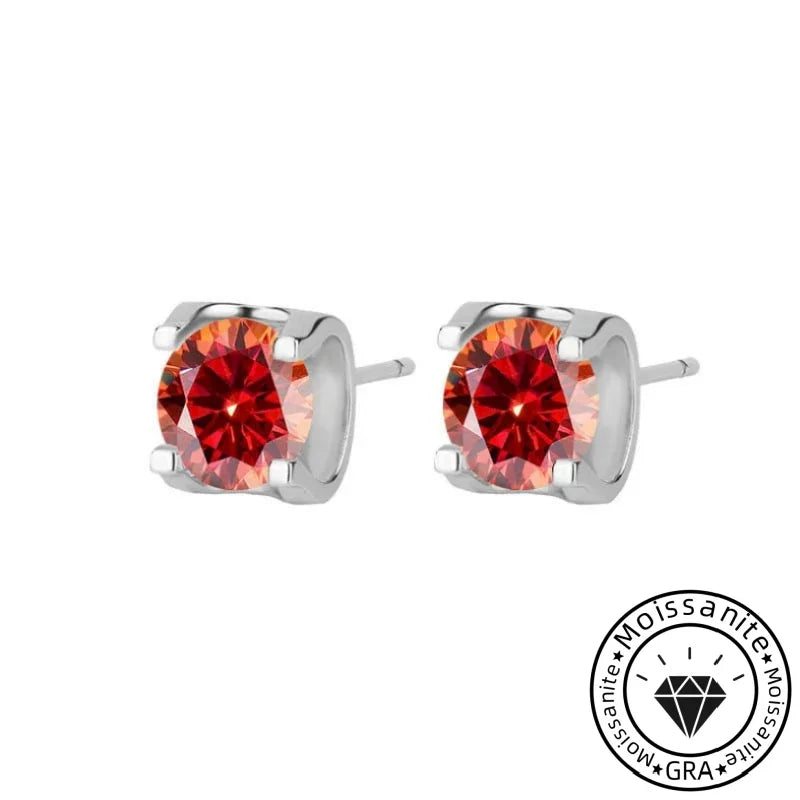 Solarii Moissanite Round Cut 925 Sterling Silver Stud Earrings