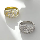 925 Sterling Silver Multi Row Round Cut Spiral Wedding Ring