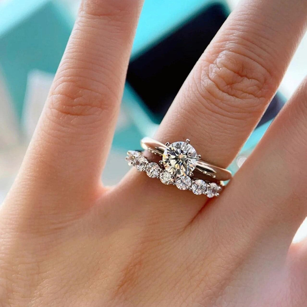 Solarii Moissanite 2.7ct Round Cut 925 Sterling Silver Wedding Ring Set