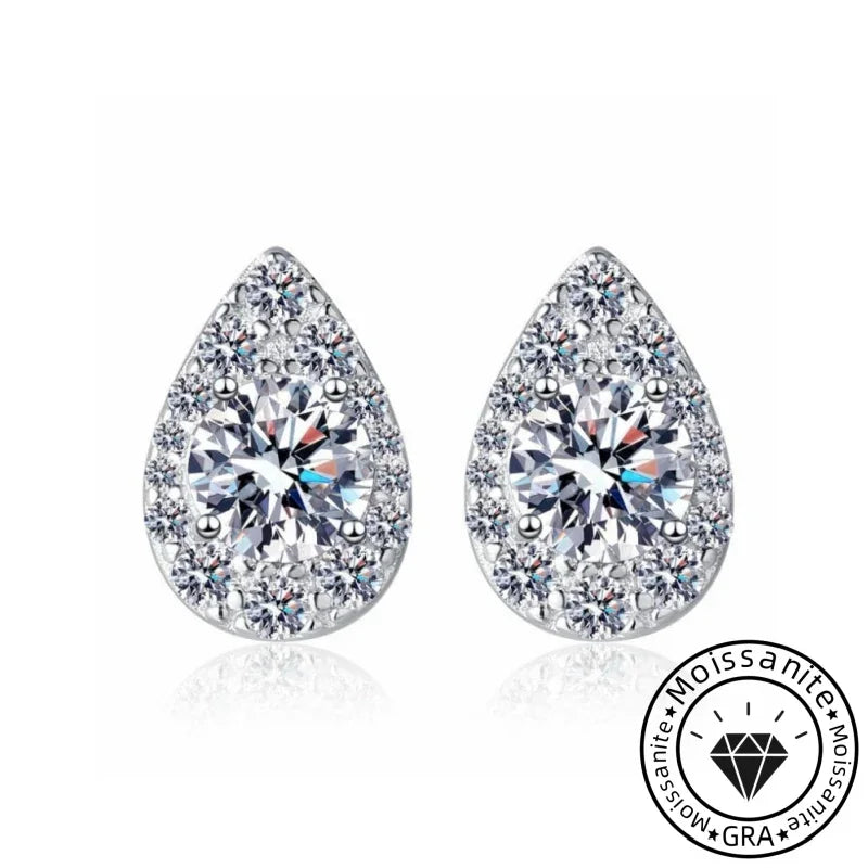 Solarii Moissanite Pear Cut 925 Sterling Silver 0.5ct*2P Stud Earrings