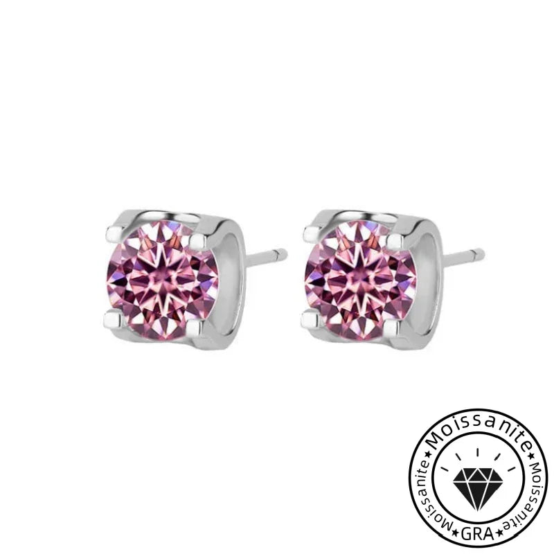 Solarii Moissanite Round Cut 925 Sterling Silver Stud Earrings