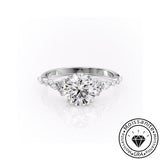 Graceful Solarii Moissanite 2.0ct Round Cut 925 Sterling Silver Side Stone Engagement Ring