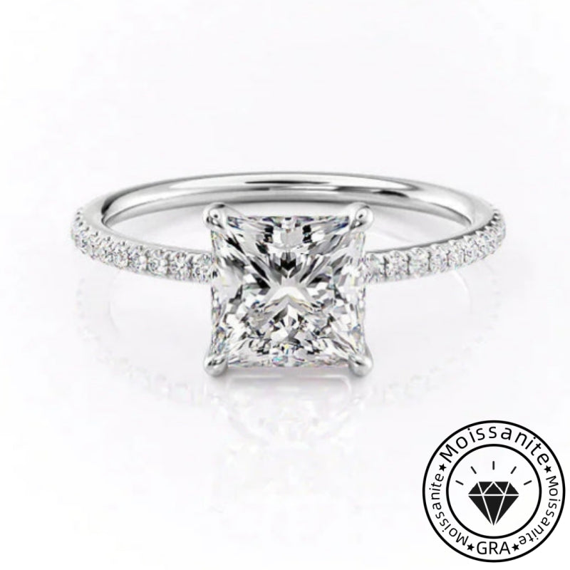 Solarii Moissanite Princess Cut 925 Sterling Sliver Engagement Ring
