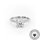 Graceful Solarii Moissanite 2.0ct Round Cut 925 Sterling Silver Pave Engagement Ring