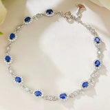 Silver Round Cut Sapphire and Simulated Diamonds Bracelet