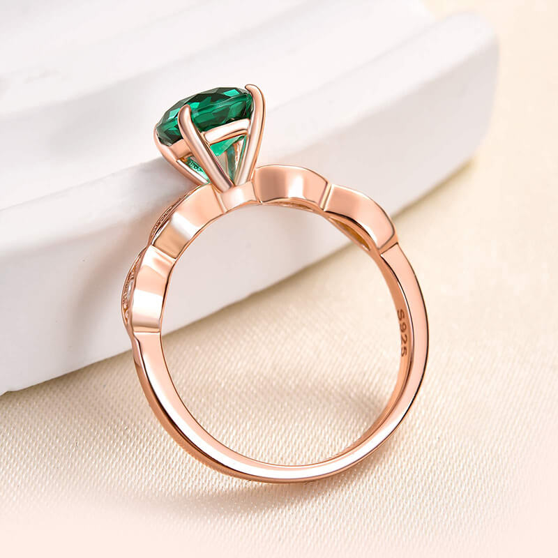 Elegant Round Cut Green Stone Sterling Silver Engagement Ring