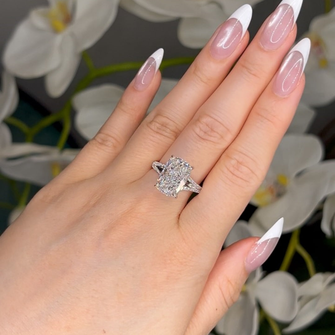 Gorgeous Split Shank Cushion Cut 7.0ct Engagement Ring In Sterling Silver