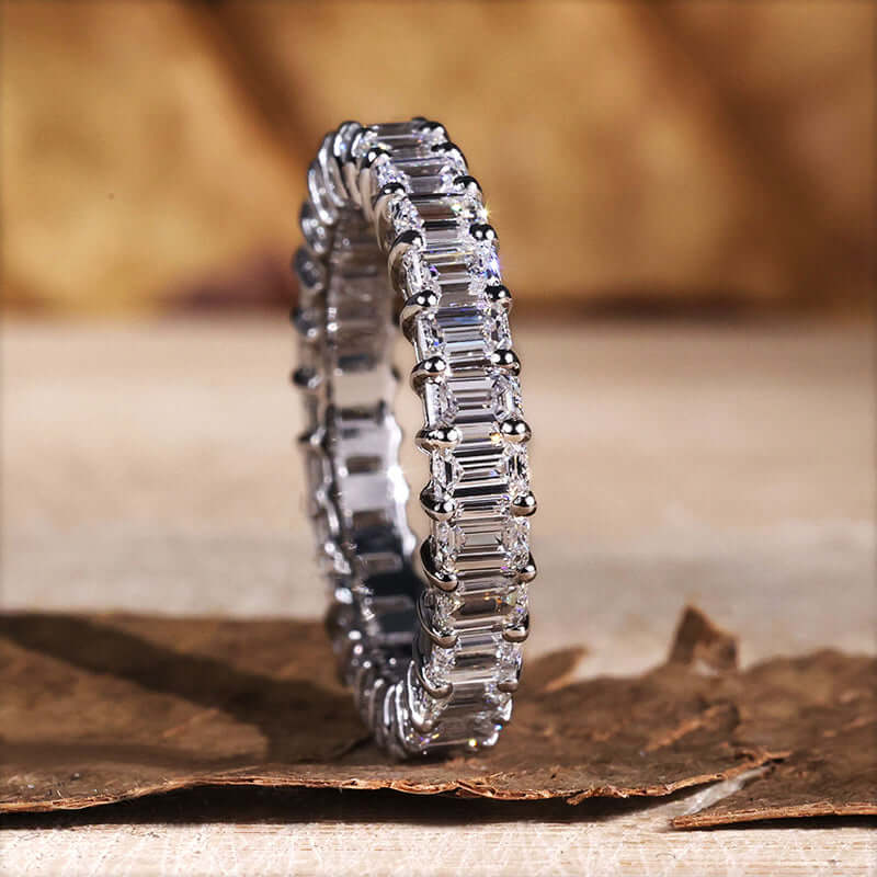 Emerald Cut Wedding Band In 925 Sterling Silver