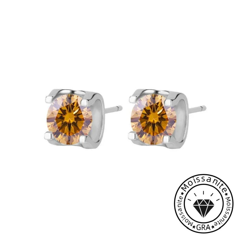 Solarii Moissanite Round Cut 925 Sterling Silver Stud Earrings