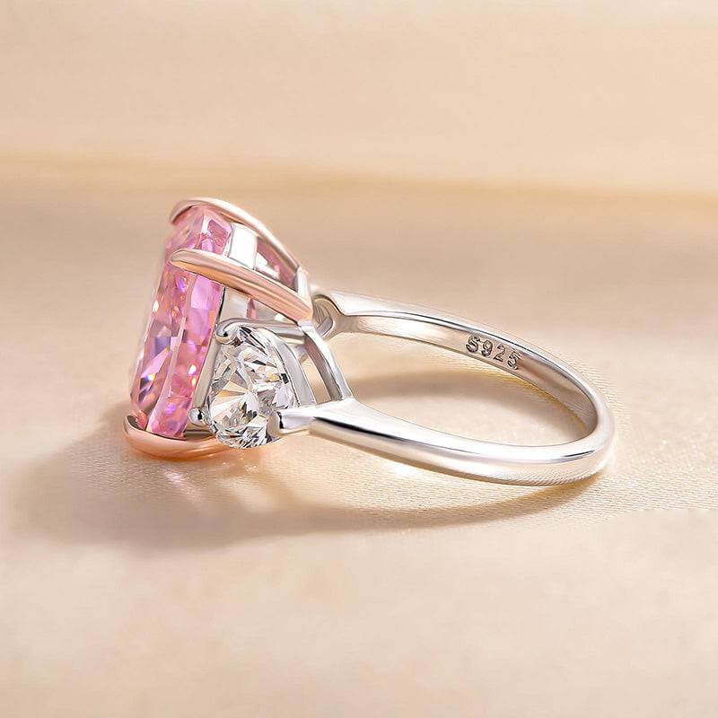 Dazzling Pink Stone Cushion Cut 4.0ct Engagement Ring In Sterling Silver