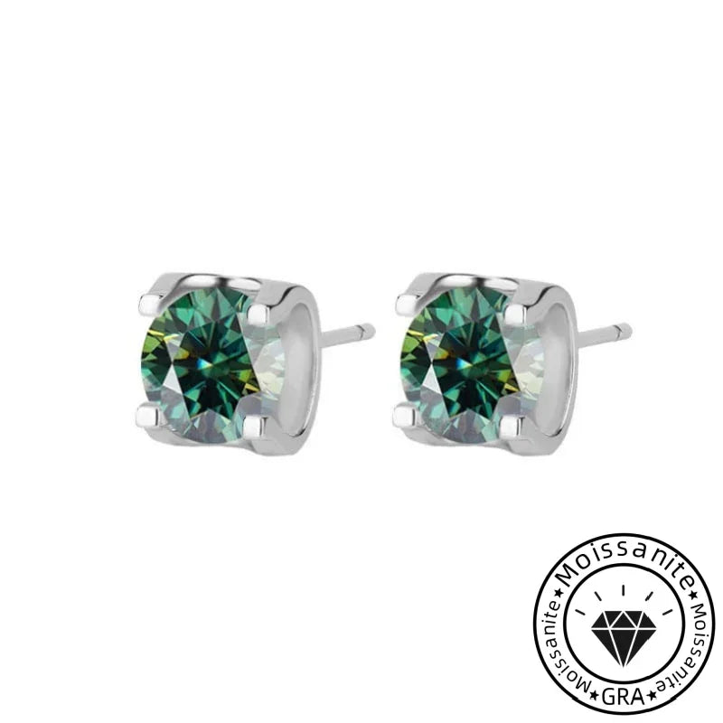 Solarii Moissanite Round Cut 925 Sterling Silver Stud Earrings