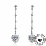 Heart Cut Moissanite Drop Earrings in White Gold Plating, 925 Sterling Silver