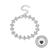 Shiny round cut moissanite bracelet, rhodium plated, 925 sterling silver