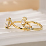 Solarii Unique Oval Cut Insert Ring Set For Women In Sterling Silver