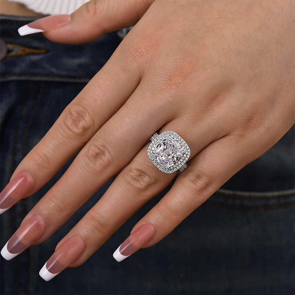 Vintage Cushion Cut Sterling Silver Engagement Ring