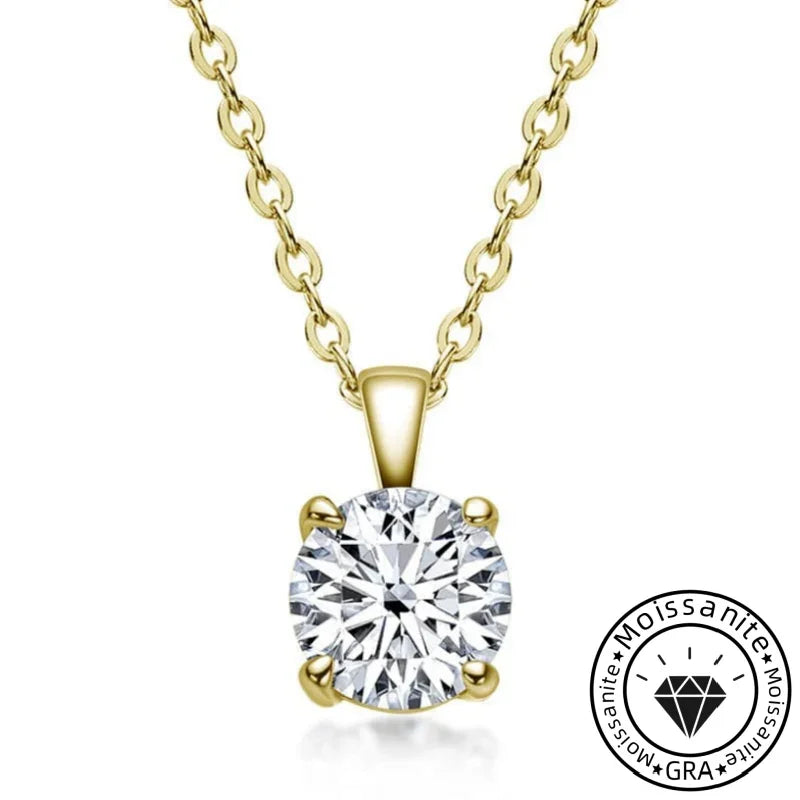 Solarii Moissanite 1.0ct Round Cut 4 Prong 925 Sterling Silver Necklace